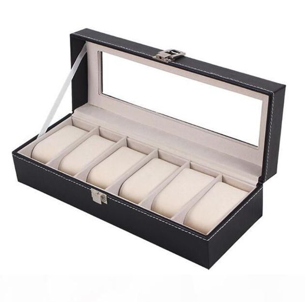 

window organizer box for save 6 wrist watches, Black;blue