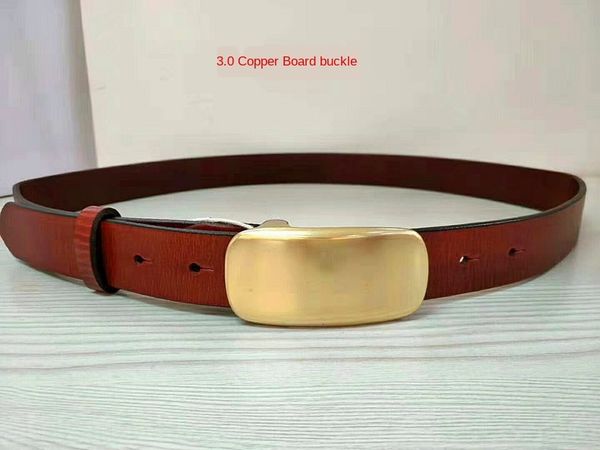 

first one layer yellow belt layer real yellow cowhide vegetable tanned leather 3.0 copper platelamb skin quality all-match belt, Black;brown