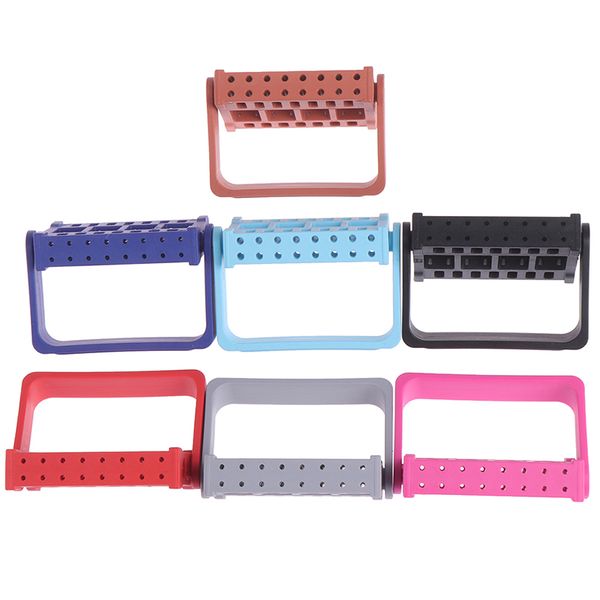 

16 holes nail drill bit holder stand display shelf manicure utensil plastic cover with handle grinding head displayer accessory