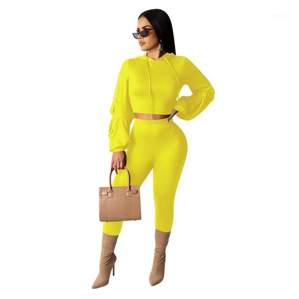 

sleeve hooded crop long pants women s clothing 2 piece set womens natural color tracksuits casual long, Gray