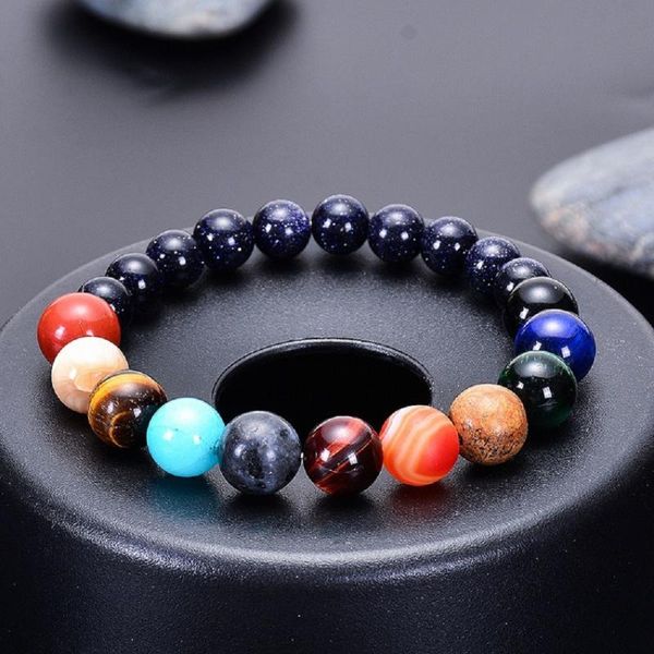 

new eight planets bead bracelet men women natural stone universe yoga solar chakra bangles fashion jewelry, Black