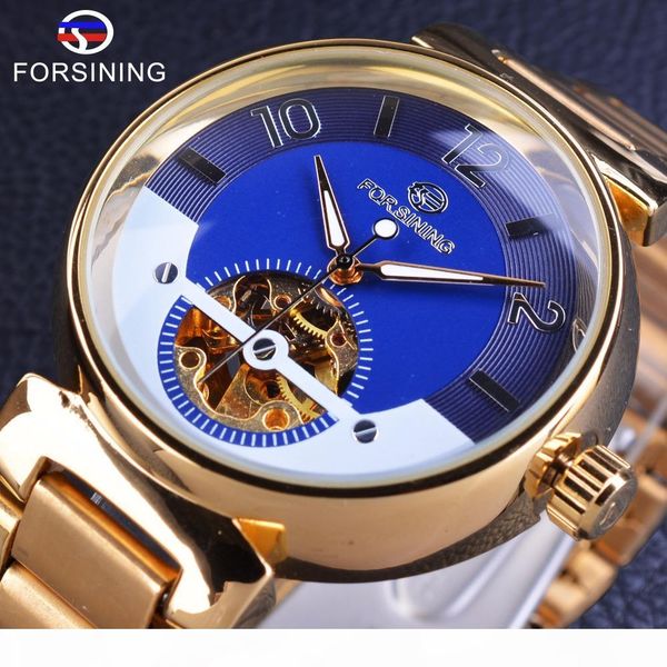 

forsining blue ocean middle east luxury design golden stainless steel mens watches automatic wrist watch clock, Slivery;brown