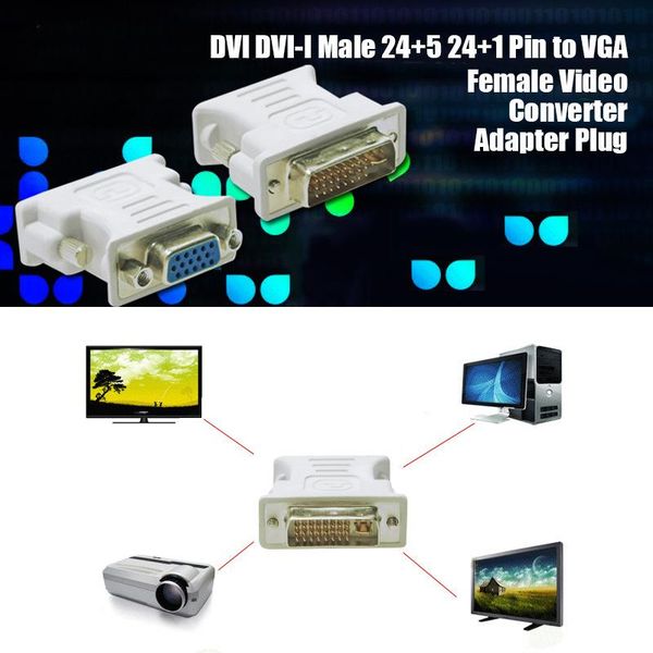 

cgjxsdvi dvi -i male 24 5 24 1 pin to vga female video converter adapter plug for dvd hdtv tv d