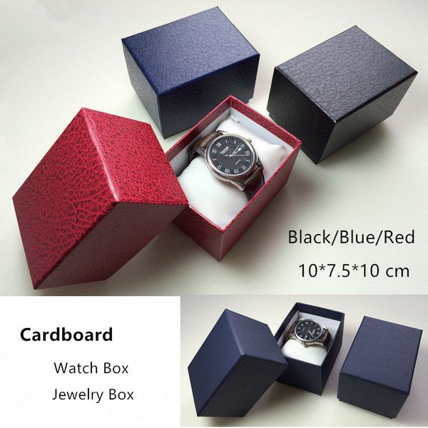 

wholesale black carboard watch box rectangle storage box fashion watch organizer and packing gift b060, Black;blue