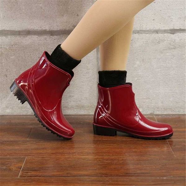

rain boots women non-slip short ankle rainboots waterproof water shoes woman garden wellies, Black
