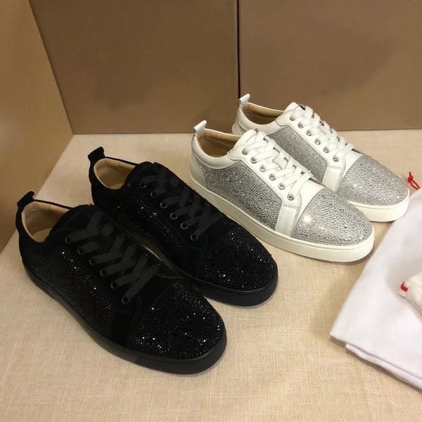 

wholesale red soles shoes junior spikes men's flat suede leather red bottom sneaker studded red sole shoes rivets classic flat with box, Black