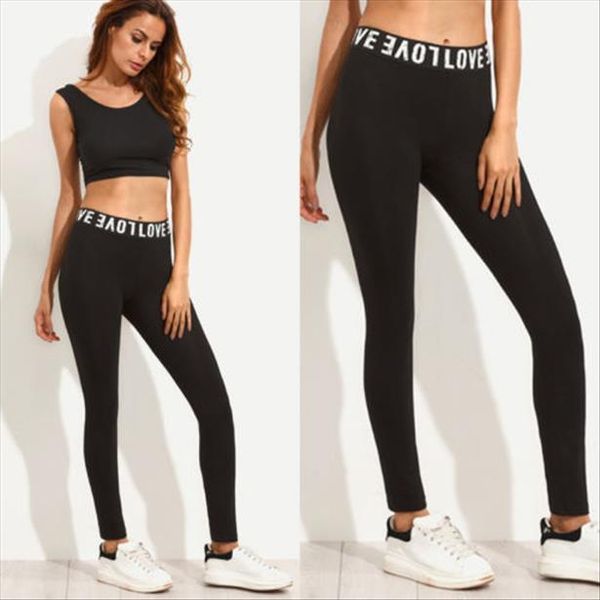 

fashion casual women workout pants leggings ladies high waist thin fitness stretch trousers black drop shipping