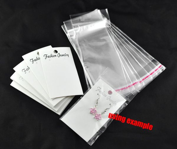 

wholesale 100pcs white earring display cards w/self adhesive bags jewelry packaging display supplies 88x50mm, 150x60mm, Pink;blue