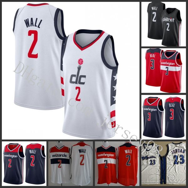 

washington wizards men 3 bradley beal 2 john wall 23 jor dan red nba men white jerseys, Black