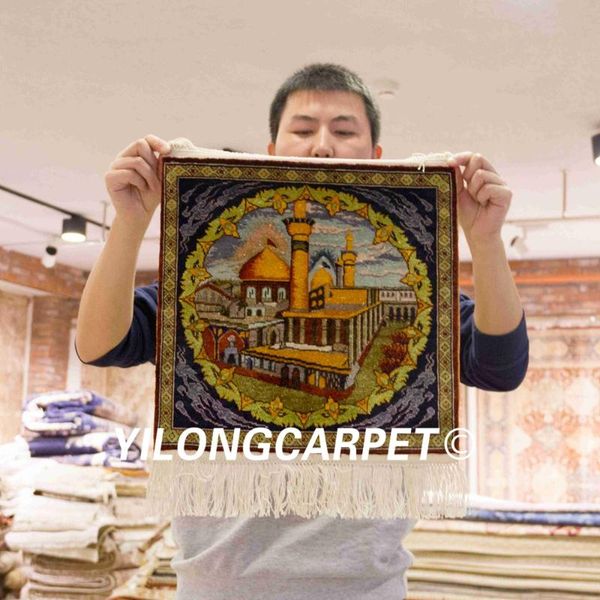 

tapestries yilong 1.3'x1.3' miniature handmade silk area rug hand-knotted tapestry