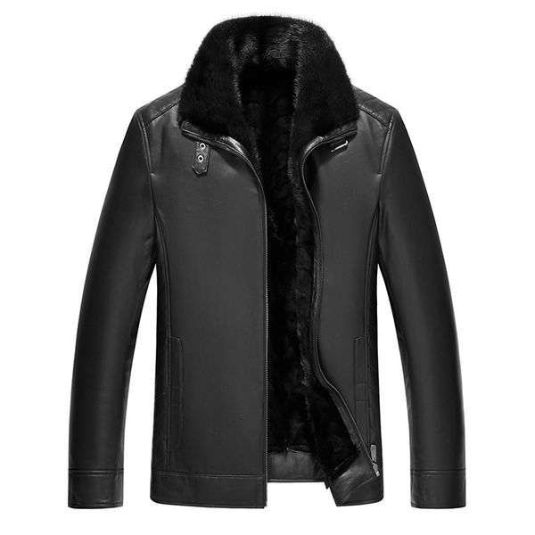 

genuine leather jacket winter sheepskin leather coat liner mens mink jackets cuero genuino 71q573d yy309, Black
