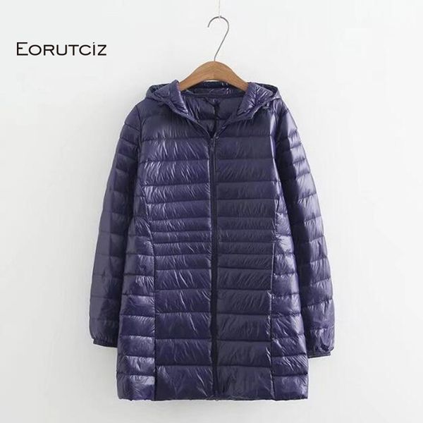 

eorutciz winter long down coat women plus size 7xl ultra light hoodie jacket vintage warm black autumn duck down coat lm143 cx200814