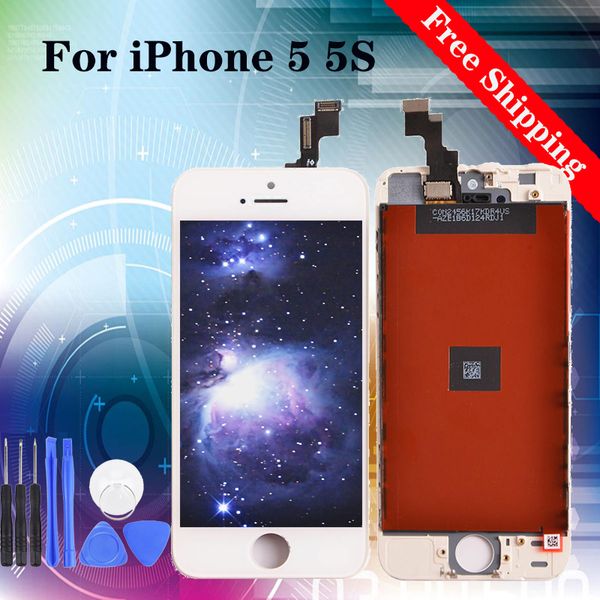 

4.0"digitizer lcd replacement screen assembly for iphone 5s 100% tested white black with tools with tempered film gifts