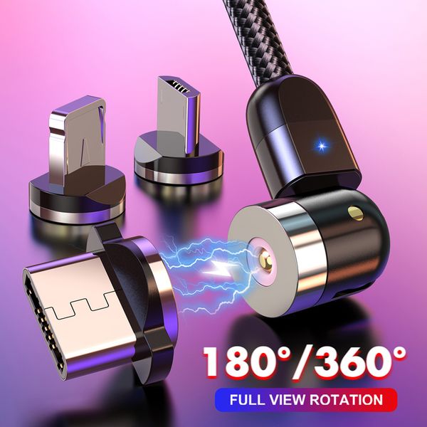 

2020 new 540 degree rotate magnetic cable micro usb type c charging for iphone 11 pro max data line