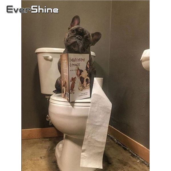 

wall art full square round diamond painting dog cross stitch diamond embroidery animal rhinestones pictures crafts kit