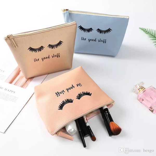 

pink handbag kawaii eyelashes cosmetic bag pu makeup pouch beauty case vanity makeup bag for women travel organizer kit vt0269