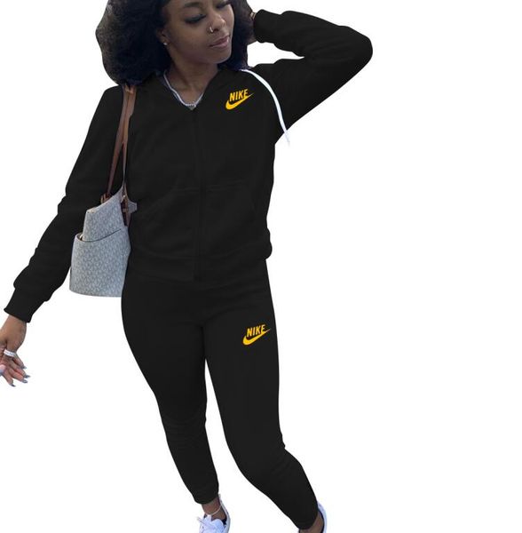 

f women 2 two piece tracksuits solid color long sleeved jogger set pullover sportswear casual autumn spring sport outfits plus size clothing, Gray