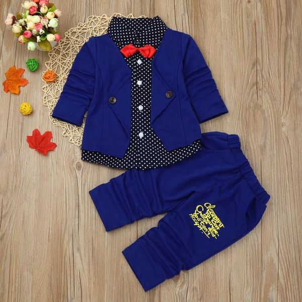 

two colors kid baby boy gentry clothes set formal party christening wedding tuxedo bow suit smart gentlemen look august 8, White