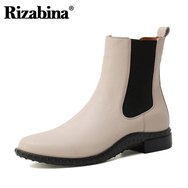 

rizabina 2021 women real leather ankle boots women winter warm shoes fashion short boots casual street footwear size 34-39, Black