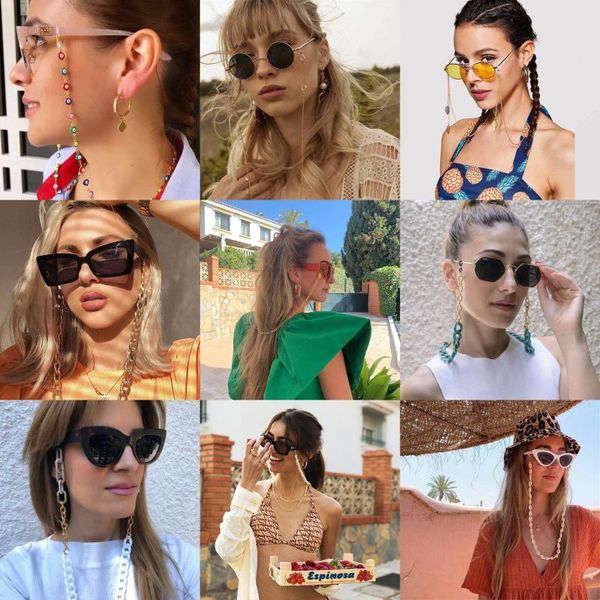 

metal-covered eyeglasses chain sunglasses accessories hanging neck glasses rope, Silver
