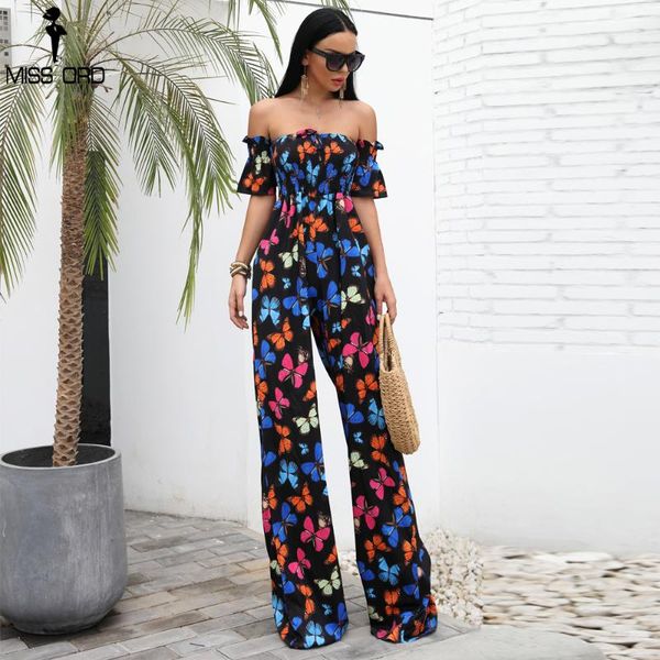 

missord 2020 spring and summer one shoulder backless bodysuit female off shoulder print jumpsuit ft18422, Black;white