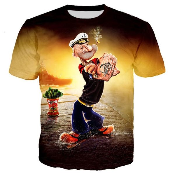 

new popeye summer punk crewneck oversized 5xl 3d print shirts graphic funny graphic men clothing