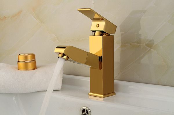 

copper basin faucet titanium golden pull and cold water luxury square european style washbasin head