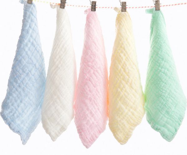 A mais recente toalha de tamanho de 25x25cm, muitos estilos para escolher, seis camadas de algodão Seersucker Baby Baby Handkerchief Saliva Toalhas