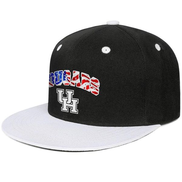 

texas houston cougars football usa flag for men and women flat edge baseball adjustable cap custom hip hop hats logo wordmark print, Blue;gray