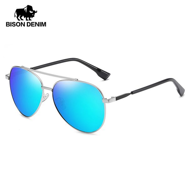 

bison denim classic men sunglasses polarized uv400 lens metal frame driving pilot sun glasses vintage eyewear accessories 2033, White;black