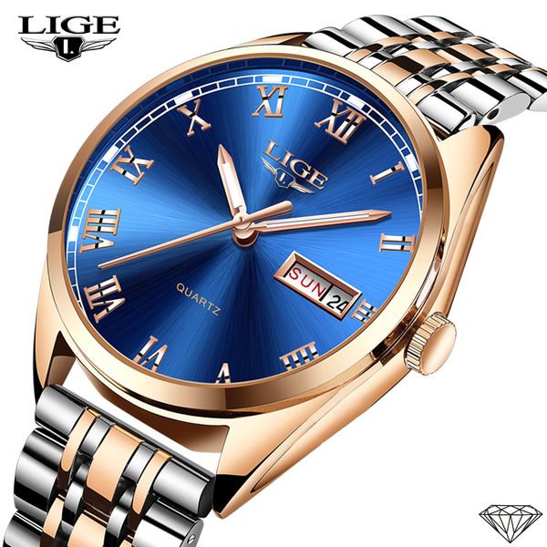 

2020 lige new rose gold women watch business quartz watch ladies female wrist girl clock relogio feminin, Slivery;brown