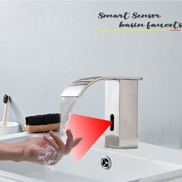 

chrome smart sensor basin faucet automatic sensor sink faucet cold mixer tap deck mounted bathroom basin faucets