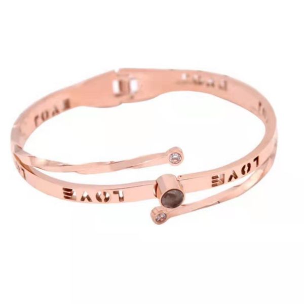 

публичное уведомление new titanium сталь rose fine gold cz 100 языков, я люблю тебя проекция звезды шарма браслета женщин, Black