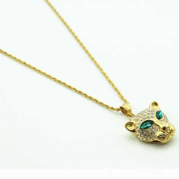 

new fashion personality leopard head hip hop pendant necklace, Silver