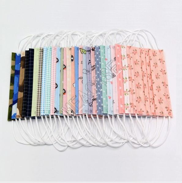 

10pcs/pack disposable fashion face mask cartoon camouflage designers face mask summer dustproof mouth-muffle cover wholesale d81710