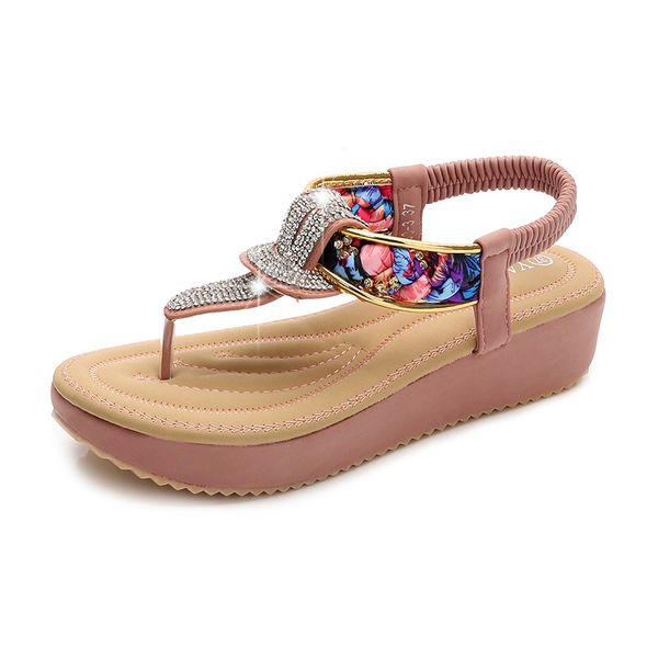 

rhinestone ladies sandals summer woman shoes bohemian women sandals fashion flip flops women casual flat shoes, Black