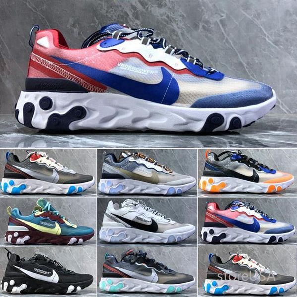 

2019 shipping react element 87 casual shoes for men women light bone triple black bred hyper pink mens trainer leisure sneakers 36-46
