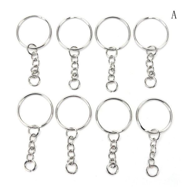 

30/50/100 pcs/set polished silver color key chains stainless alloy circle diy 25mm keyrings jewelry keychain key ring