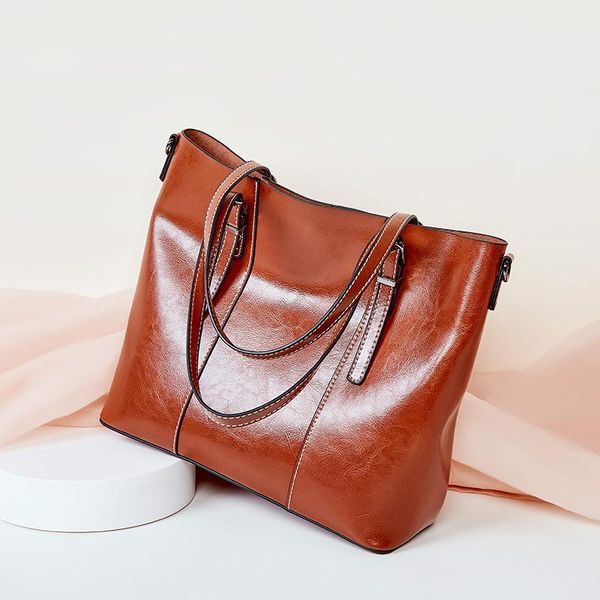 

handbag ladies classic oil wax cowhide handbag designer large capacity leisure travel one shoulder diagonal yellow bag trend gift 1357