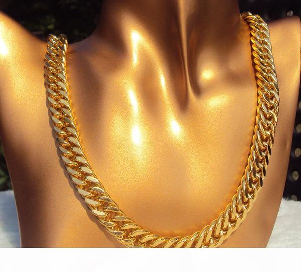 

new hip hop solid 14k реал желтого золота gf 11мм miami кубинское link цепное 24 никель бесплатно, нет аллергии, а не просто запятнать, Silver