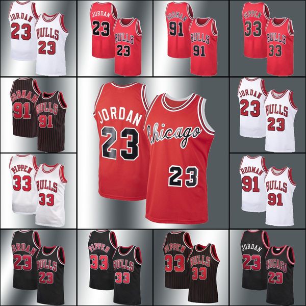 

michael kid jordon chicago bulls jersey dennis scottie rodman 33 pippen ncaa mj mitchell ness hardwood basketball jerseys, Black;red