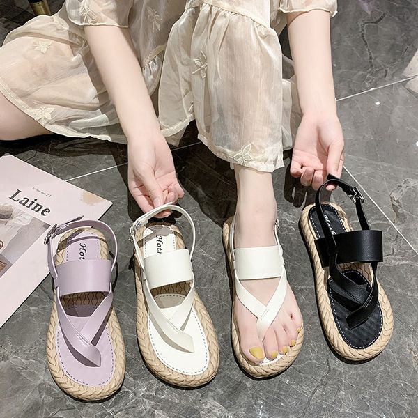 

2020 summer luxury sandals flip flops platform soft sale of women's shoes all-match clear heels suit female beige ladies, Black