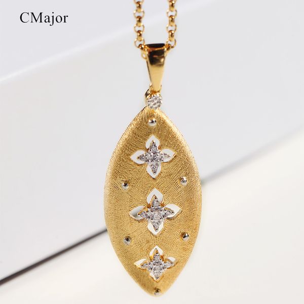 

cmajor solid silver waterdrop shaped hollow four-leaf clover gold color pendant necklaces for women for st. patrick's day
