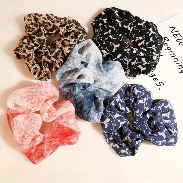 

fashion leopard scrunchies hair accessories women chiffon hair scrunchies girls elastic band tie ponytail holder