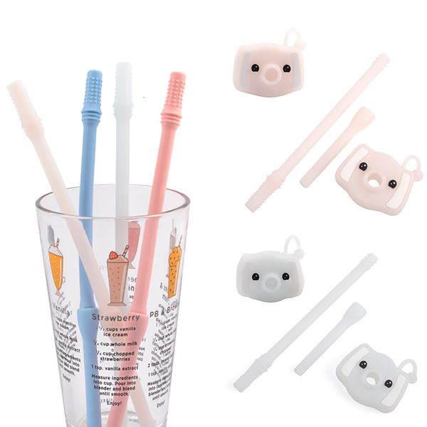

silicone straw food grade teething elephant silicone reusable drinking straw bpa baby silicone cartoon ch01