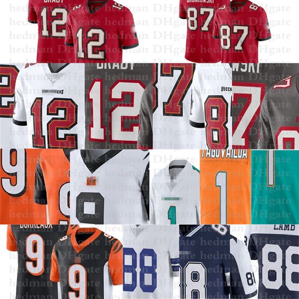 

9 joe burrow tom brady rob gronkowski ceedee lamb tua 1 tagovailoa 99 chase young jersey, Black;red
