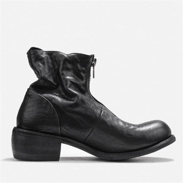 

мужчины full real кожи ручной работы ретро прохладно темные улицы тренер boots high top luxury новые дизайнерские сапоги, Black