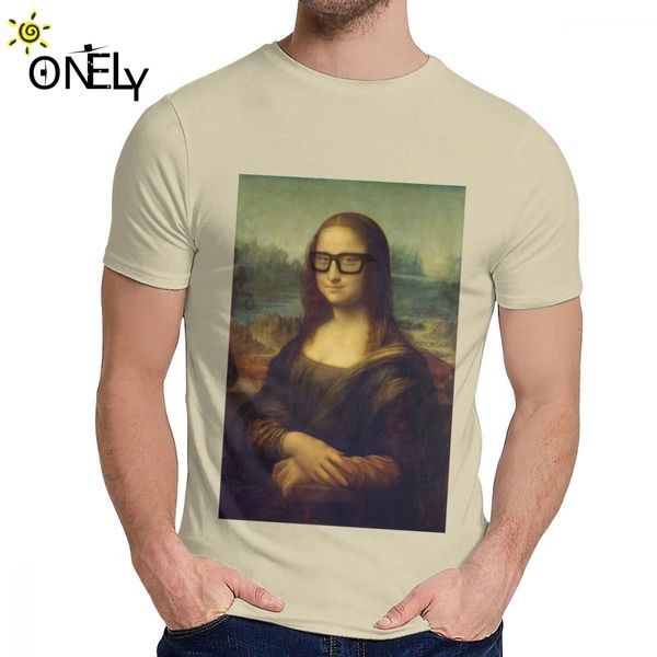 

hipster glasses mona lisa tee casual o-neck cartoon for man 100% cotton us size s-6xl big size homme t shirt