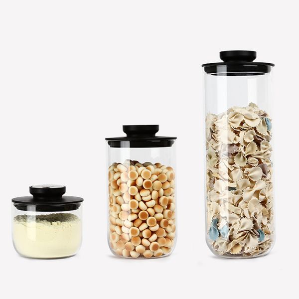 

3 piece clear glass storage box milk jar storage bottle size set -grade glass sealed jar kitchen box