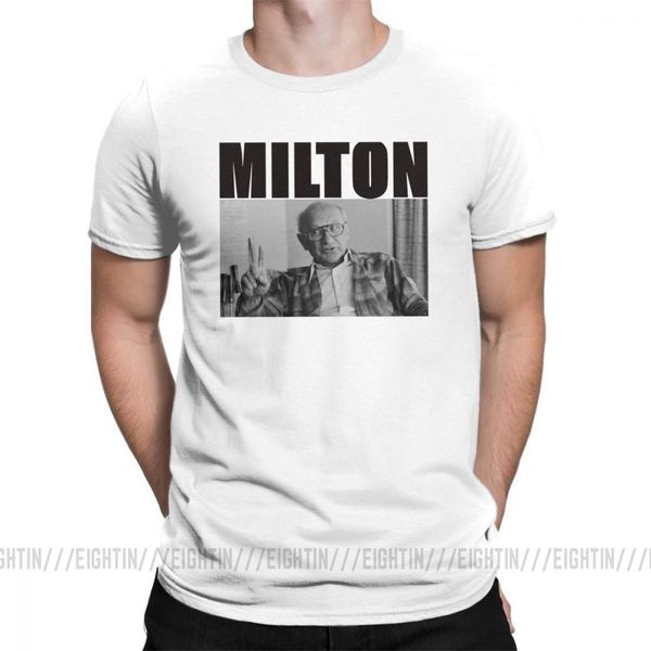 

milton friedman vintage men's t shirt casual printed cotton tees plus size white short sleeved round neck t-shirt for men